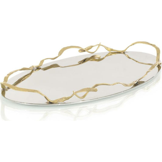 Rippled Ribbon Tray by John-Richard in brass, stainless steel. Made from brass, steel in a modern style.