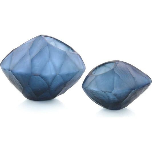 Asymmetrical Azure Bowls by John-Richard in blue. Made from glass in a coastal style.