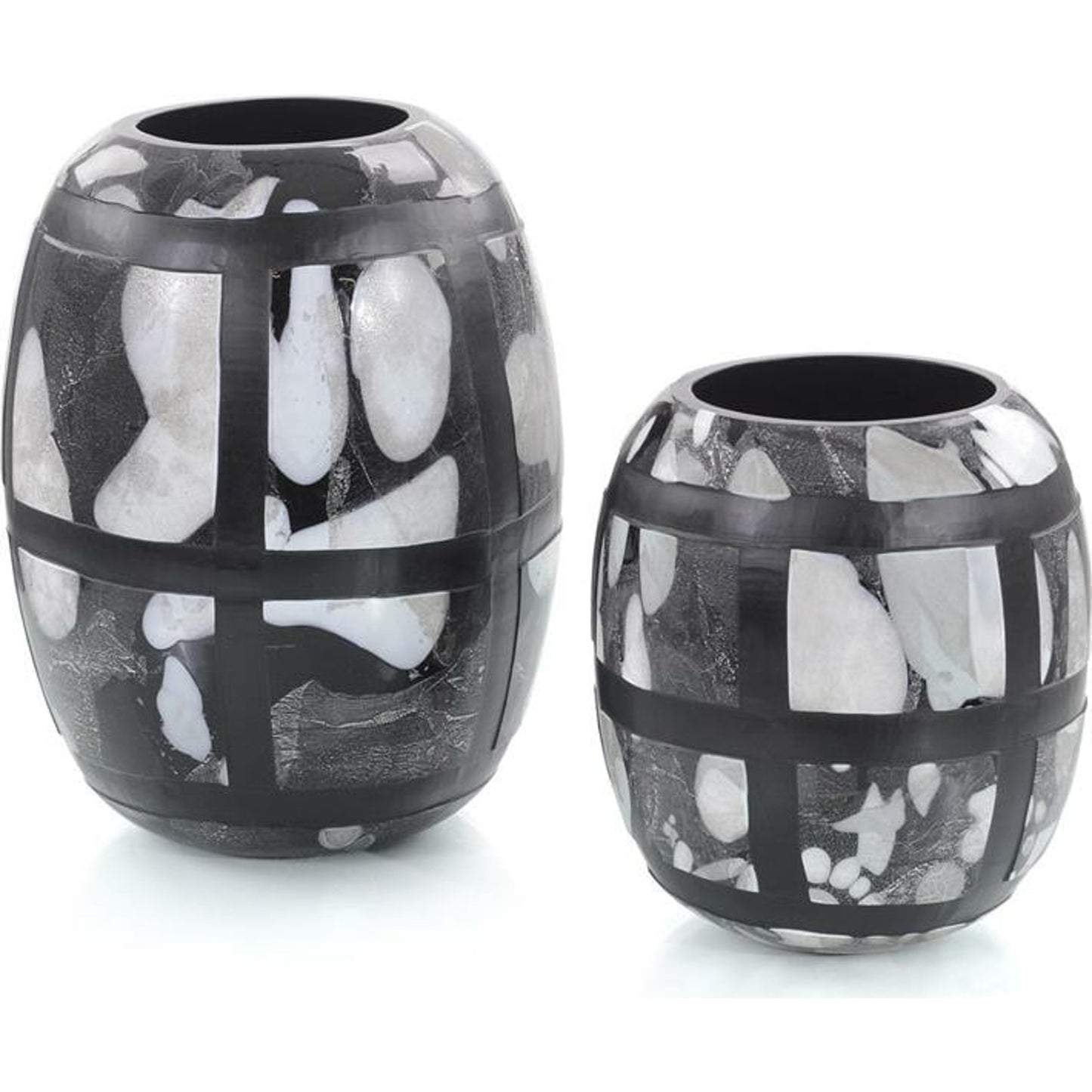000 SR-865554 | Primary Silo | Black and White Glass Vases by John-Richard in black, white. Made from glass in a eclectic & global style.
