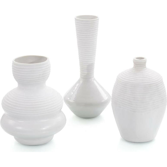 001 SR-865545 | Additional Silo | White Chiseled Vases by John-Richard in white. Made from glass in a modern style.