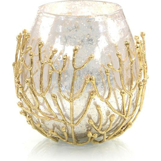 Brass Twig and Mirrored Glass Bowl by John-Richard in brass. Made from brass, glass in a coastal style.