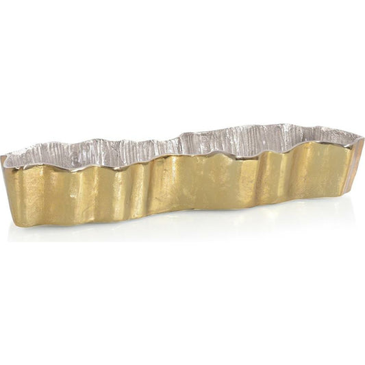 Fluid Ribbon Bowl by John-Richard in champagne, clear, gold, silver. Made from unique in a transitional style.