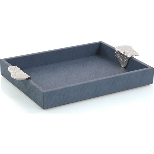 Gypsy Blue Leather Tray by John-Richard in blue. Made from leather in a eclectic & global style.