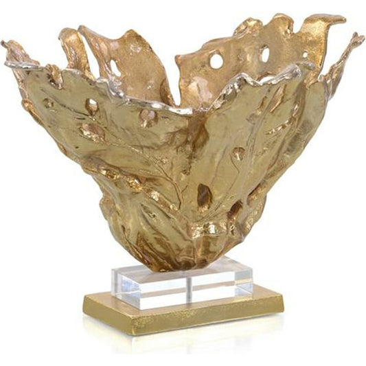 Furling Leaves Bowl by John-Richard in champagne, clear, gold. Made from acrylic in a transitional style.