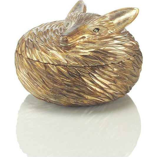Antiqued Silver-Leaf Fox Box by John-Richard in green, silver. Made from stone in a transitional style.