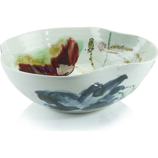 Curled-Rim Porcelain Bowl by John-Richard in green. Made from unique in a eclectic & global style.