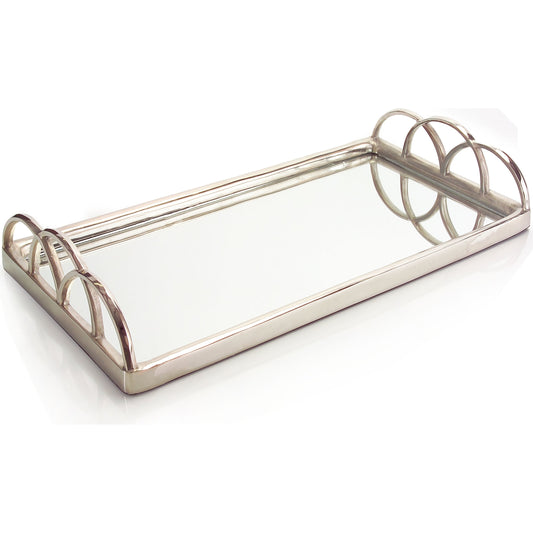 Silver Mirrored Tray by John-Richard in silver and silver. Made from aluminum, mirror in a transitional style.