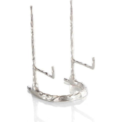 Giacometti Plate Stand by John-Richard. Made from nickel in a traditional style.