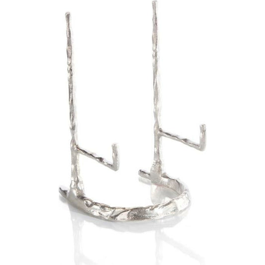 Giacometti Plate Stand by John-Richard. Made from nickel in a traditional style.