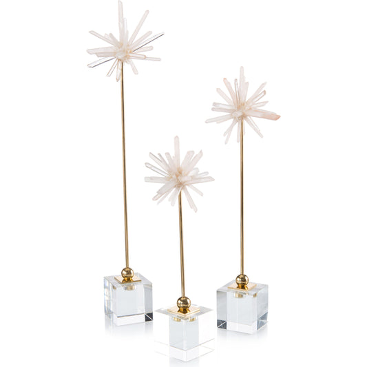 Natural Quartz Sprites on Crystal. by John-Richard in brass and translucent, honey brass, clear. Made from crystal, brass, quartz in a eclectic & global style.