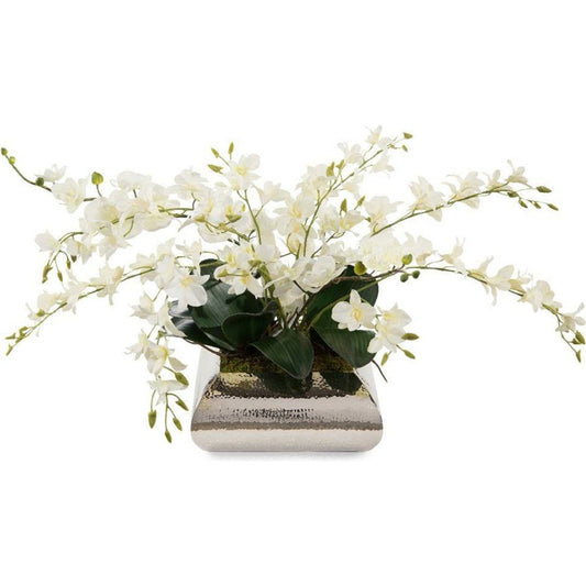 Dendrobium Reflections by John-Richard in nickel, white. Made from nickel in a coastal style.