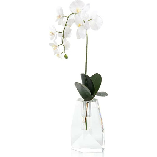 Crystal Orchid by John-Richard in white. Made from crystal in a transitional style.