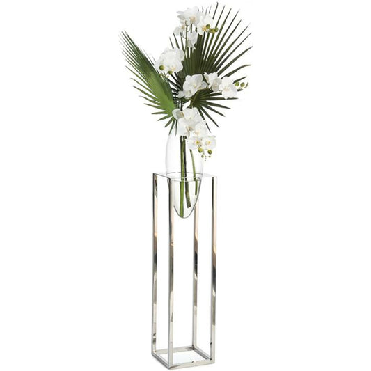 Palmetto Orchids by John-Richard in white. Made from crystal in a coastal style.