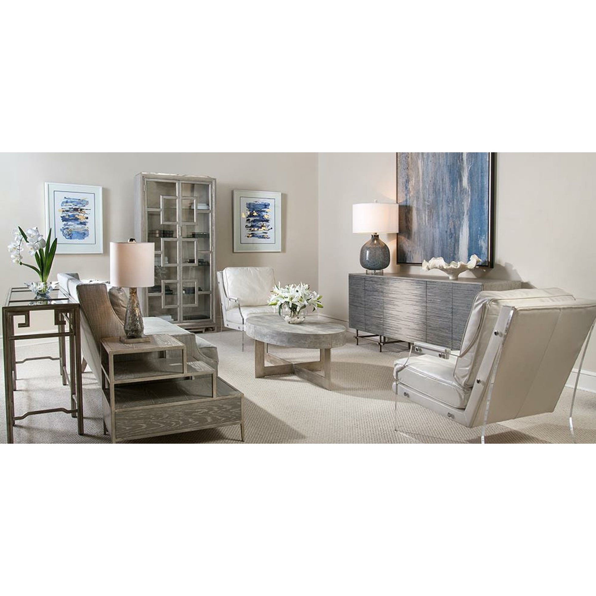 Cut Crystal by John-Richard in white. Made from crystal in a coastal style.