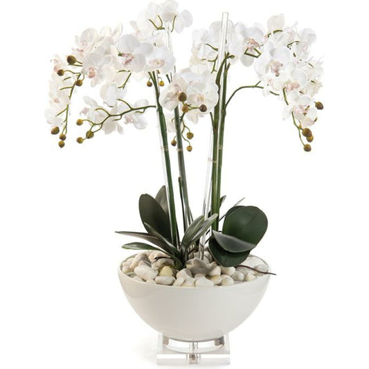 White & Pink Orchids by John-Richard in pink, white. Made from acrylic in a transitional style.