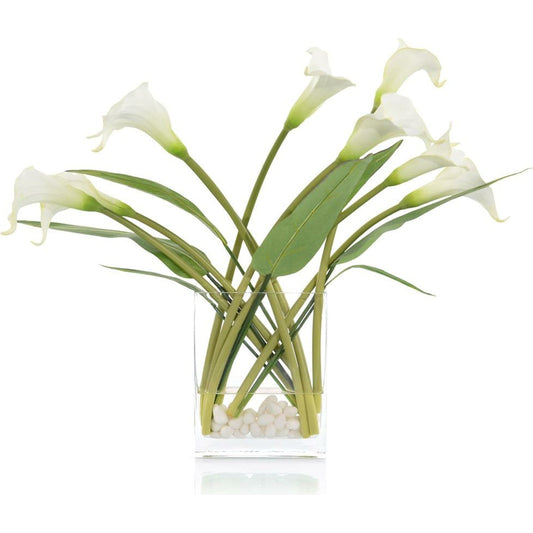 Windblown Callas by John-Richard in clear, white. Made from unique in a transitional style.