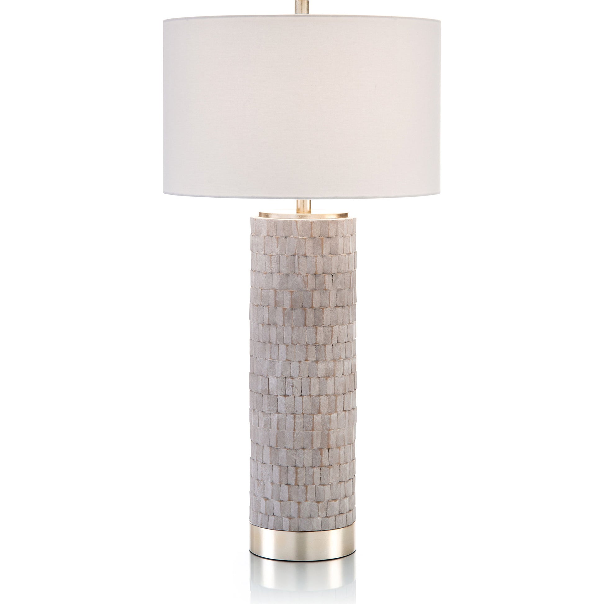 Cast Stone Table Lamp by John-Richard in gold, stone wash. Made from iron in a modern style.