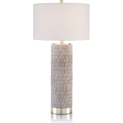 Cast Stone Table Lamp by John-Richard in gold, stone wash. Made from iron in a modern style.