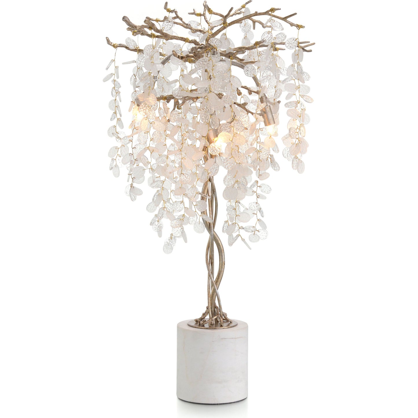 001 SR-772002 | Primary Silo | Shiro-Noda Illuminated Table Light by John-Richard in brass, white. Made from brass, glass, marble in a eclectic & global style.