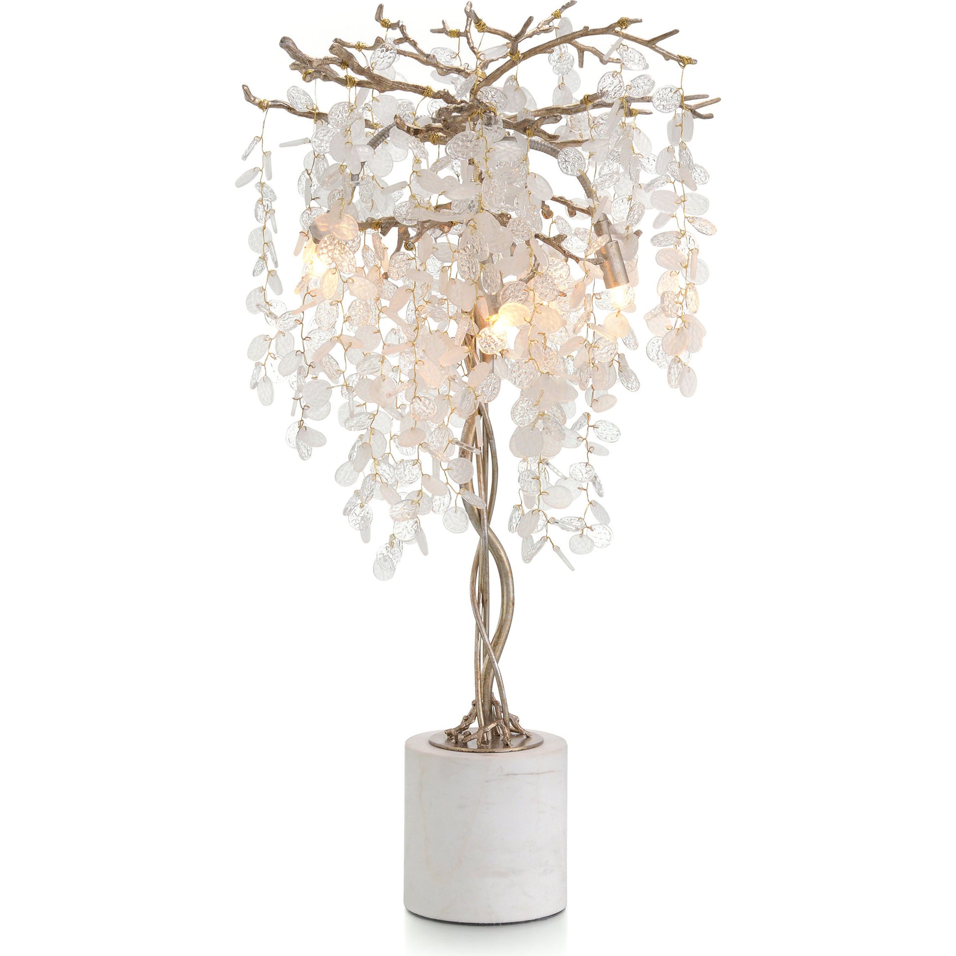 Shiro-Noda Illuminated Table Light by John-Richard in brass, white. Made from brass, glass, marble in a eclectic & global style.