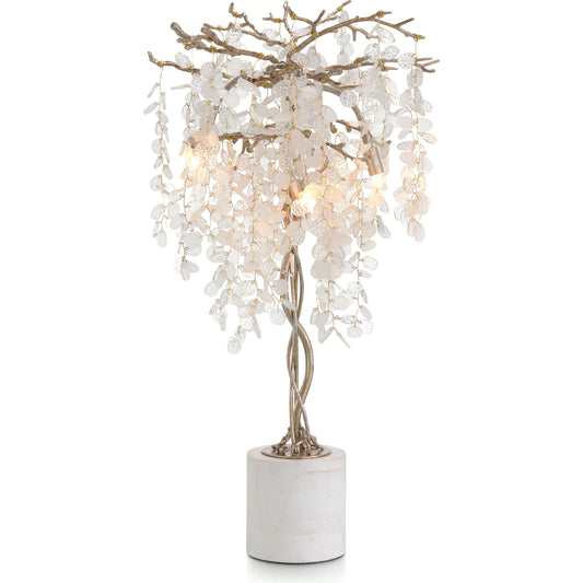 Shiro-Noda Illuminated Table Light by John-Richard in brass, white. Made from brass, glass, marble in a eclectic & global style.