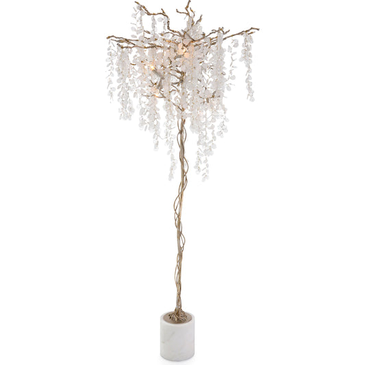 Shiro-Noda Illuminated Floor Light by John-Richard in brass, white. Made from brass, glass, marble in a eclectic & global style.