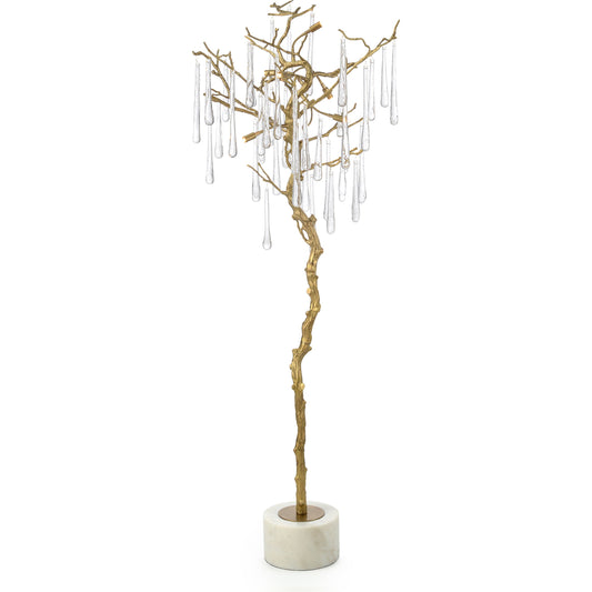 Hanging Teardrop Floor Light by John-Richard in antique brass, white. Made from brass, glass, marble in a eclectic & global style.