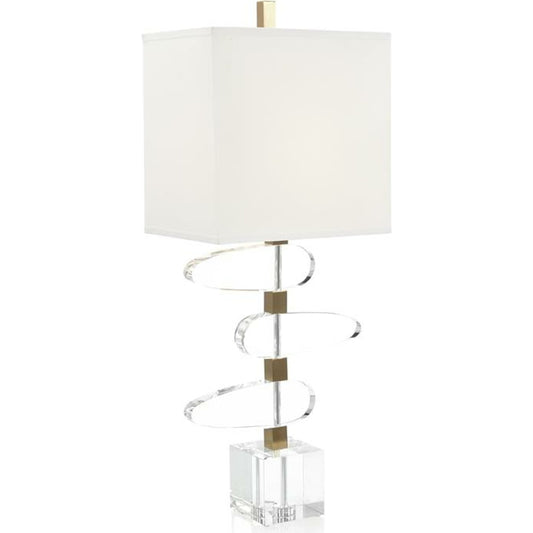 Asymmetrical Crystal Table Lamp by John-Richard in brass, bronze, white. Made from brass, bronze, crystal in a modern style.