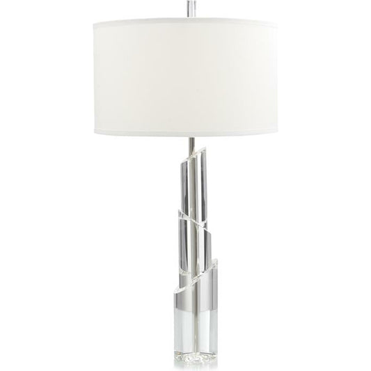 Solid Crystal Table Lamp by John-Richard in nickel, white. Made from crystal, nickel in a modern style.