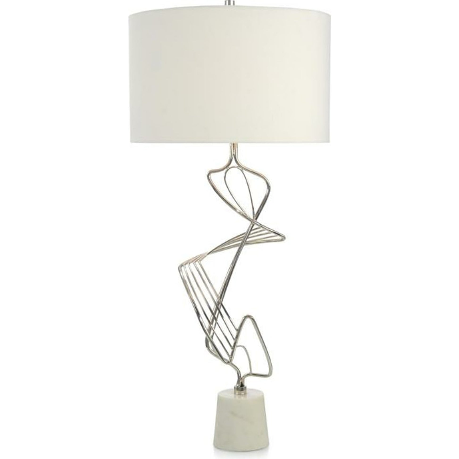 Wave Table Lamp by John-Richard in nickel, stainless steel, white. Made from cotton, nickel, steel in a modern style.