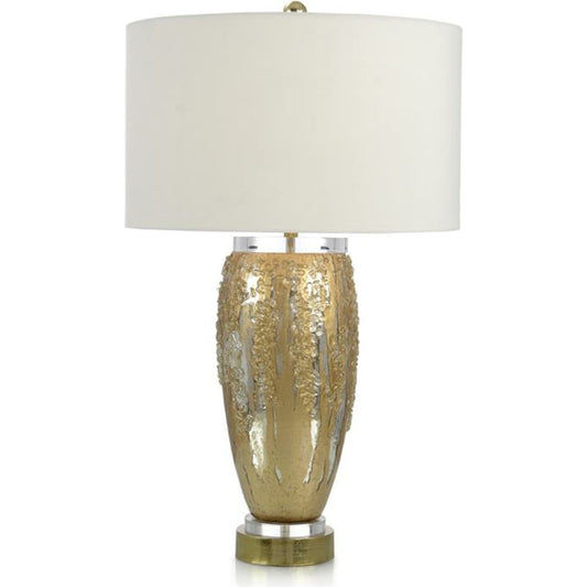 Silver and Gold Glass Table Lamp by John-Richard in brass, clear, gold, silver, white. Made from acrylic, brass, cotton, glass in a modern style.