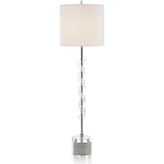 Frosted Glass Swirled Buffet Lamp by John-Richard in nickel, white. Made from crystal, glass, nickel in a transitional style.