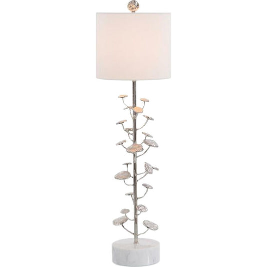 Nickel Plated Table Lamp by John-Richard in nickel, white. Made from cotton, nickel in a transitional style.