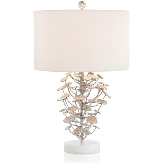 Nickel Plated Table Lamp by John-Richard in nickel, white. Made from cotton, nickel in a transitional style.