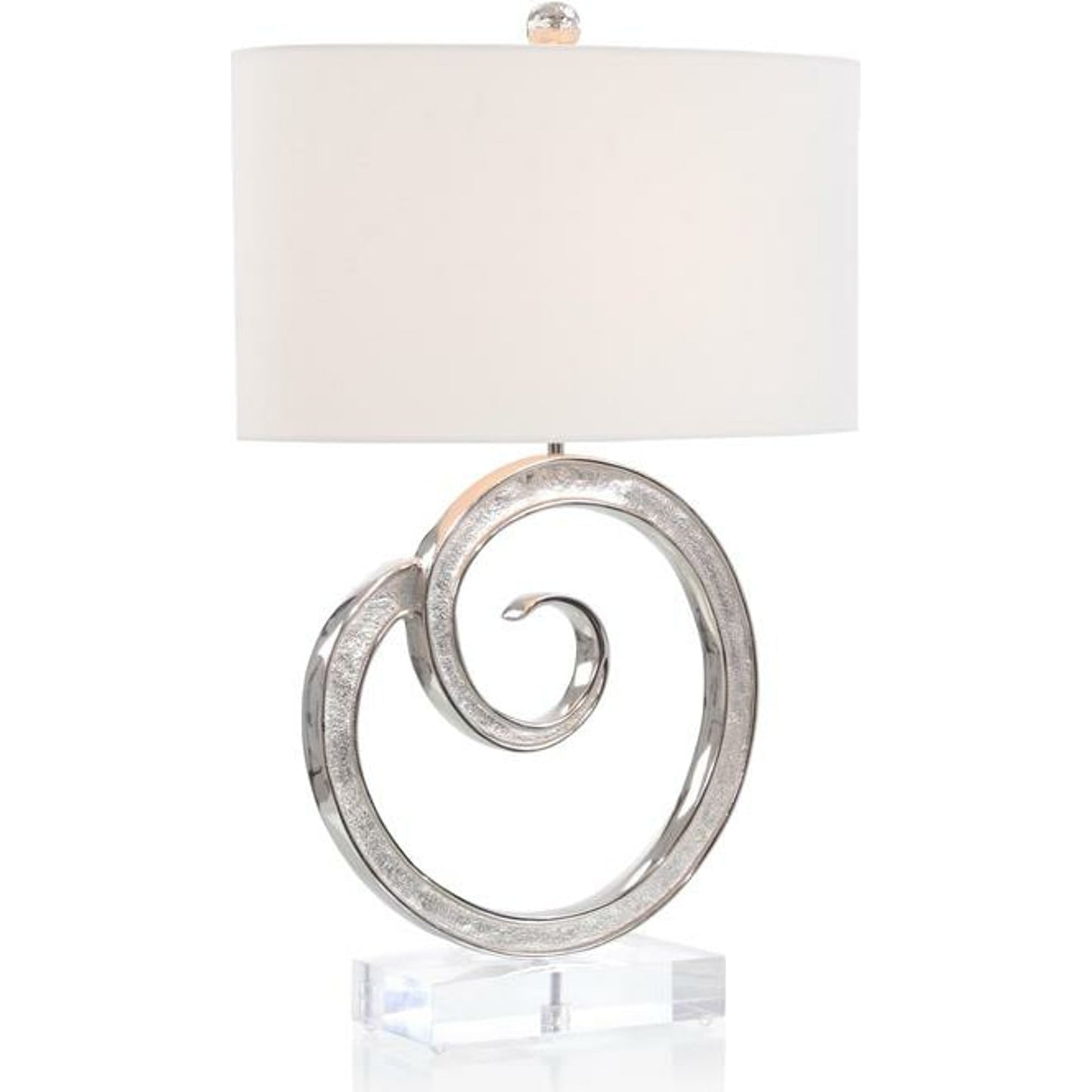 001 SR-865796 | Primary Silo | Spiral Table Lamp by John-Richard in silver, white and nickel, white. Made from cotton, nickel in a modern style.