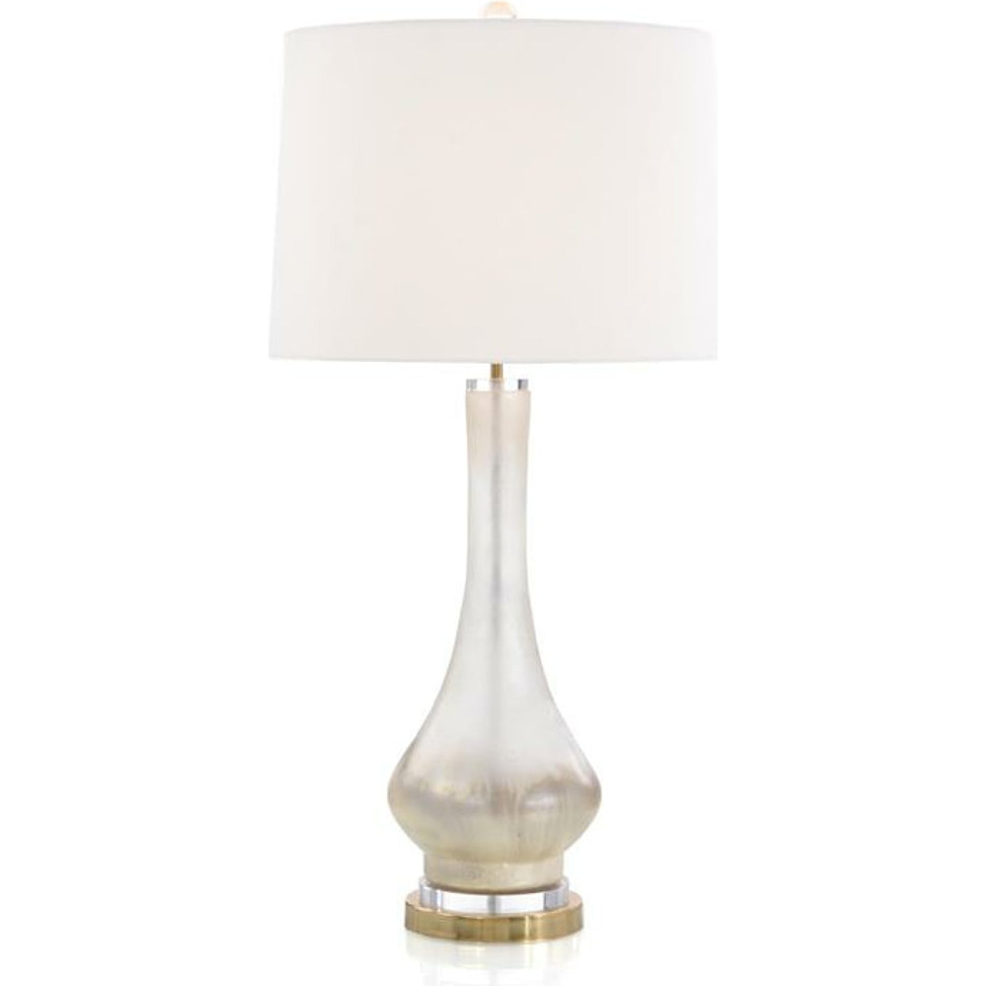 Luminescent Table Lamp by John-Richard in brass, white. Made from brass, cotton, glass in a transitional style.