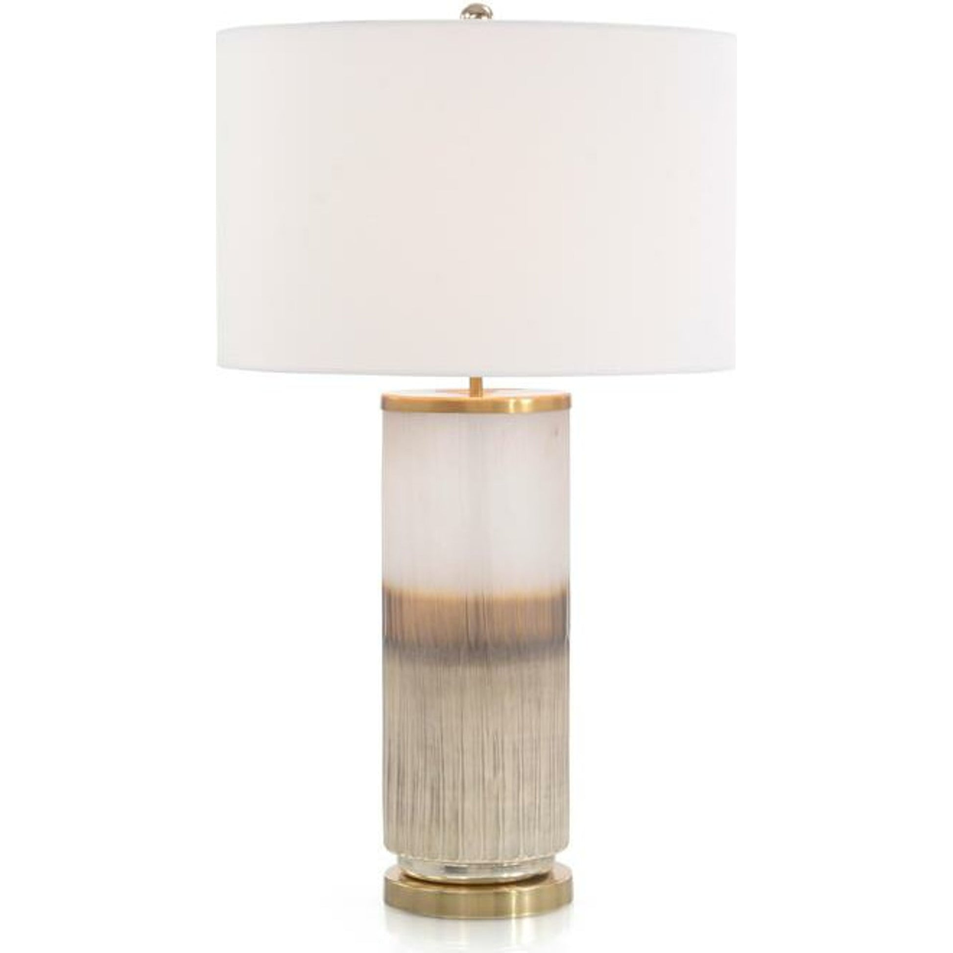 Glass Table Lamp by John-Richard in brass, white. Made from brass, glass in a transitional style.