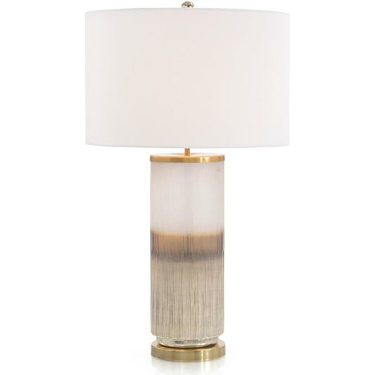 Glass Table Lamp by John-Richard in brass, white. Made from brass, glass in a transitional style.