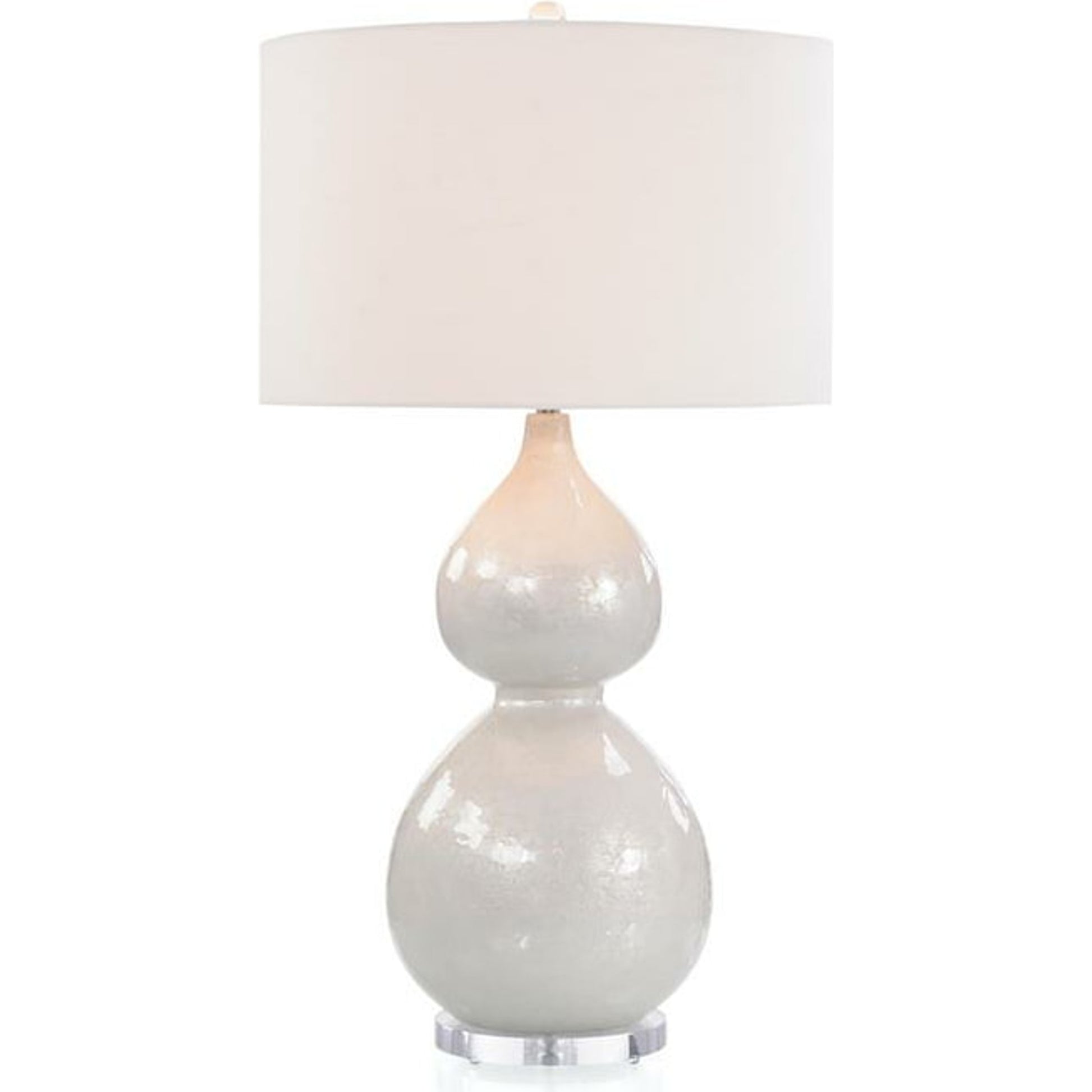 Pearlized Gourd Table Lamp by John-Richard in nickel, white. Made from cotton, glass, nickel in a modern style.