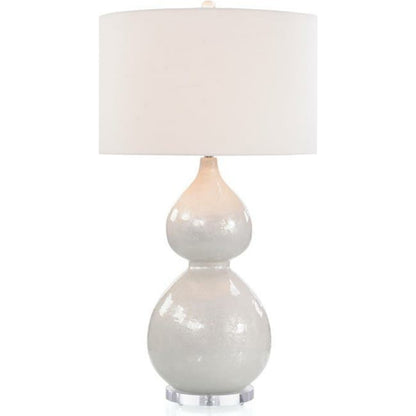 Pearlized Gourd Table Lamp by John-Richard in nickel, white. Made from cotton, glass, nickel in a modern style.