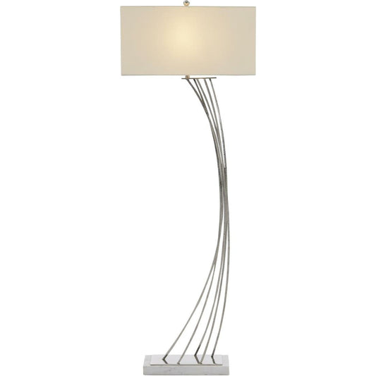 Cambered Floor Lamp by John-Richard in amber, nickel, red and nickel, white. Made from cotton, nickel in a modern style.