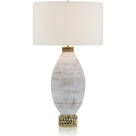 White and Cream Marbled Glass Table Lamp by John-Richard in cream, white and brass, cream, white. Made from brass, glass in a eclectic & global style.