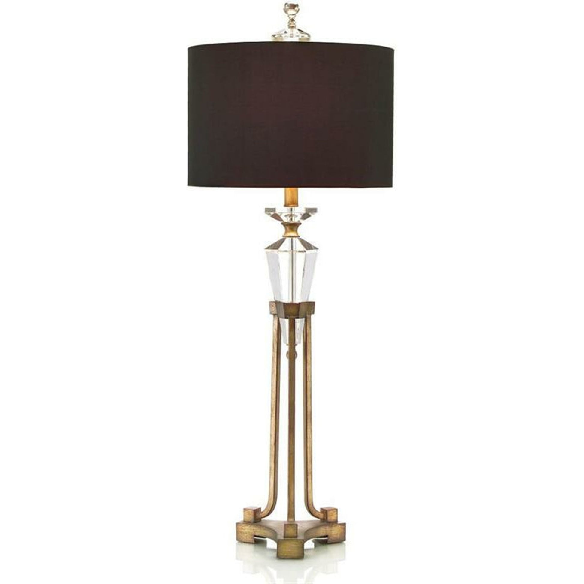 Faceted Crystal in Stand Buffet Lamp by John-Richard in black. Made from crystal in a transitional style.