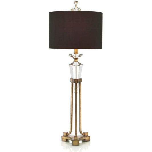 Faceted Crystal in Stand Buffet Lamp by John-Richard in black. Made from crystal in a transitional style.