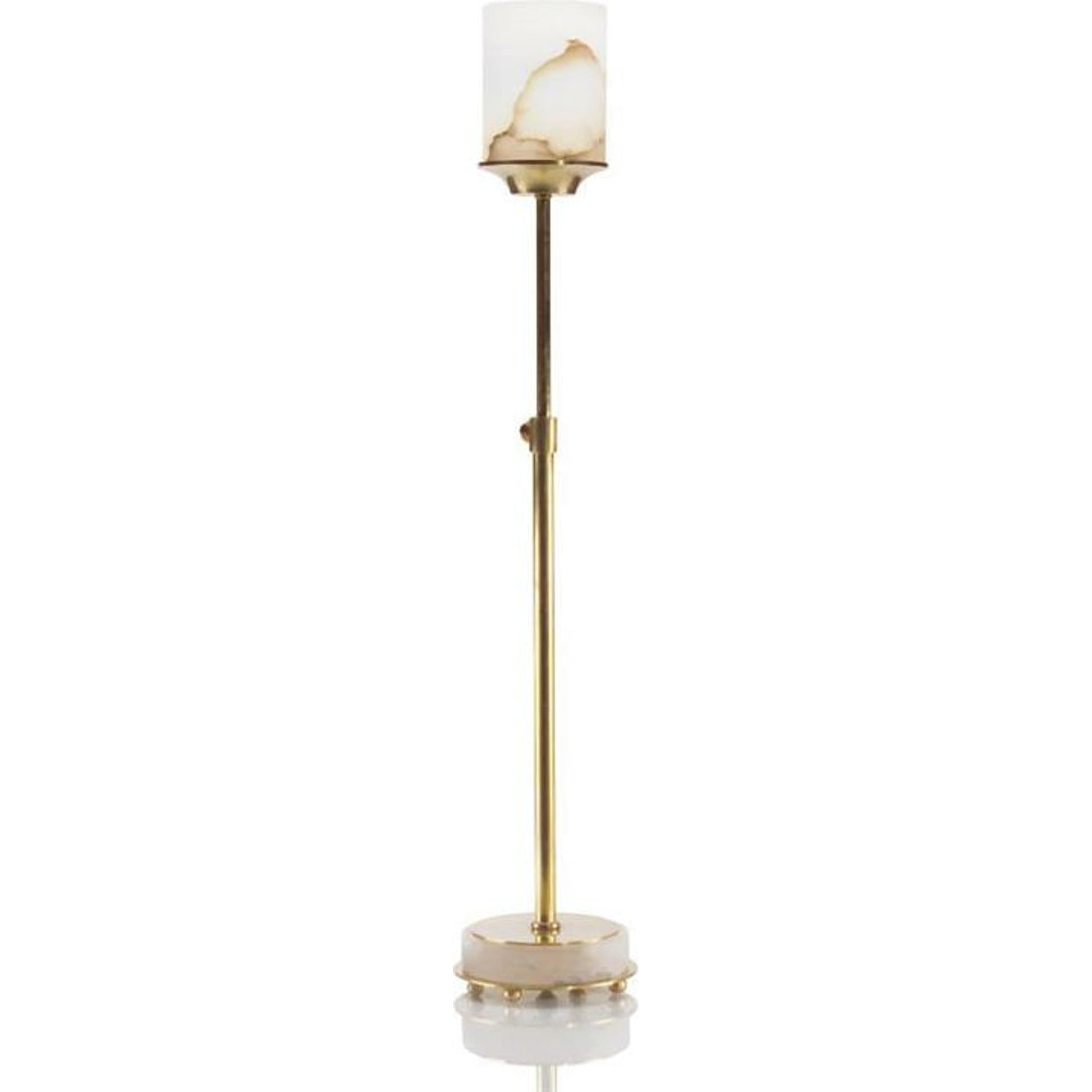 Honey Brass and Alabaster Buffet Lamp by John-Richard in alabaster, brass, white. Made from brass in a transitional style.