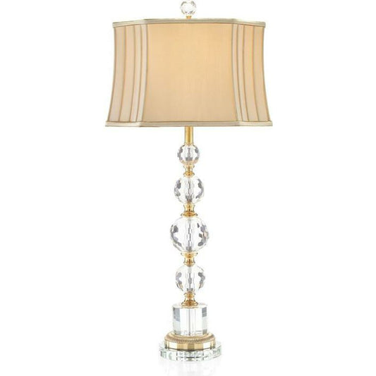 Briolette Crystal Table Lamp by John-Richard in brass, tan. Made from brass, crystal in a traditional style.