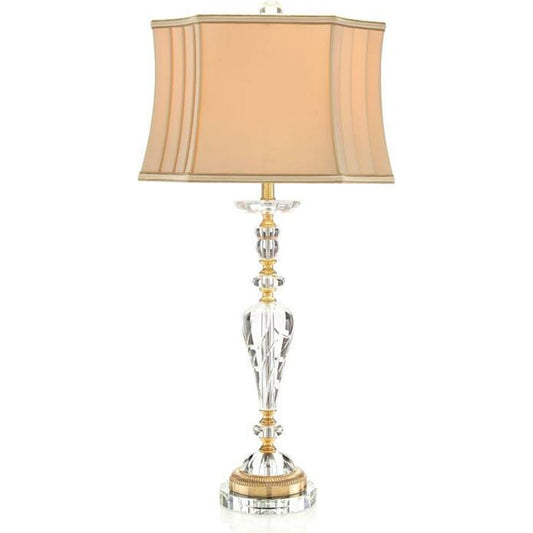 Crystal Swirl Lamp by John-Richard in beige, brass. Made from brass, crystal in a traditional style.