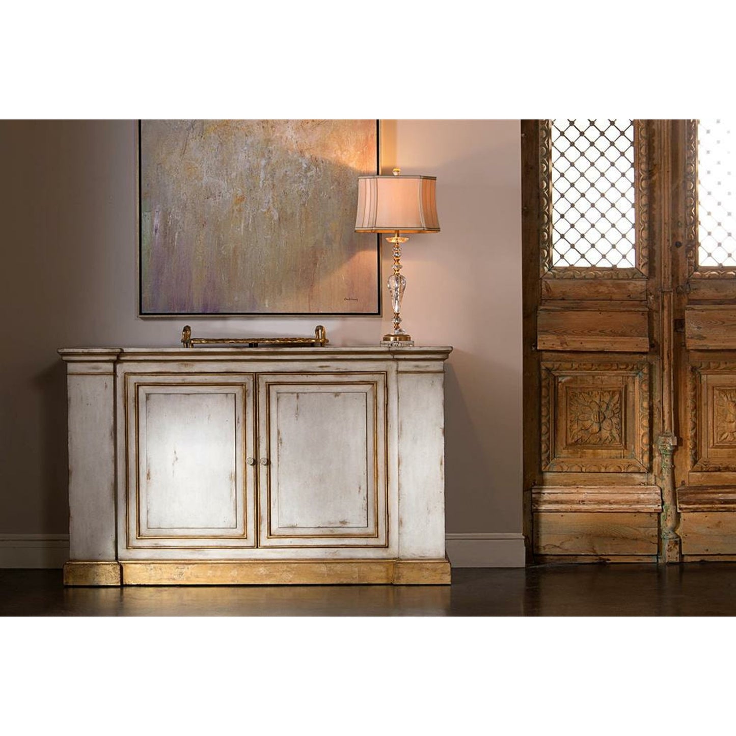 001 SR-863536 | Lifestyle | Crystal Swirl Lamp by John-Richard in beige, brass. Made from brass, crystal in a traditional style.