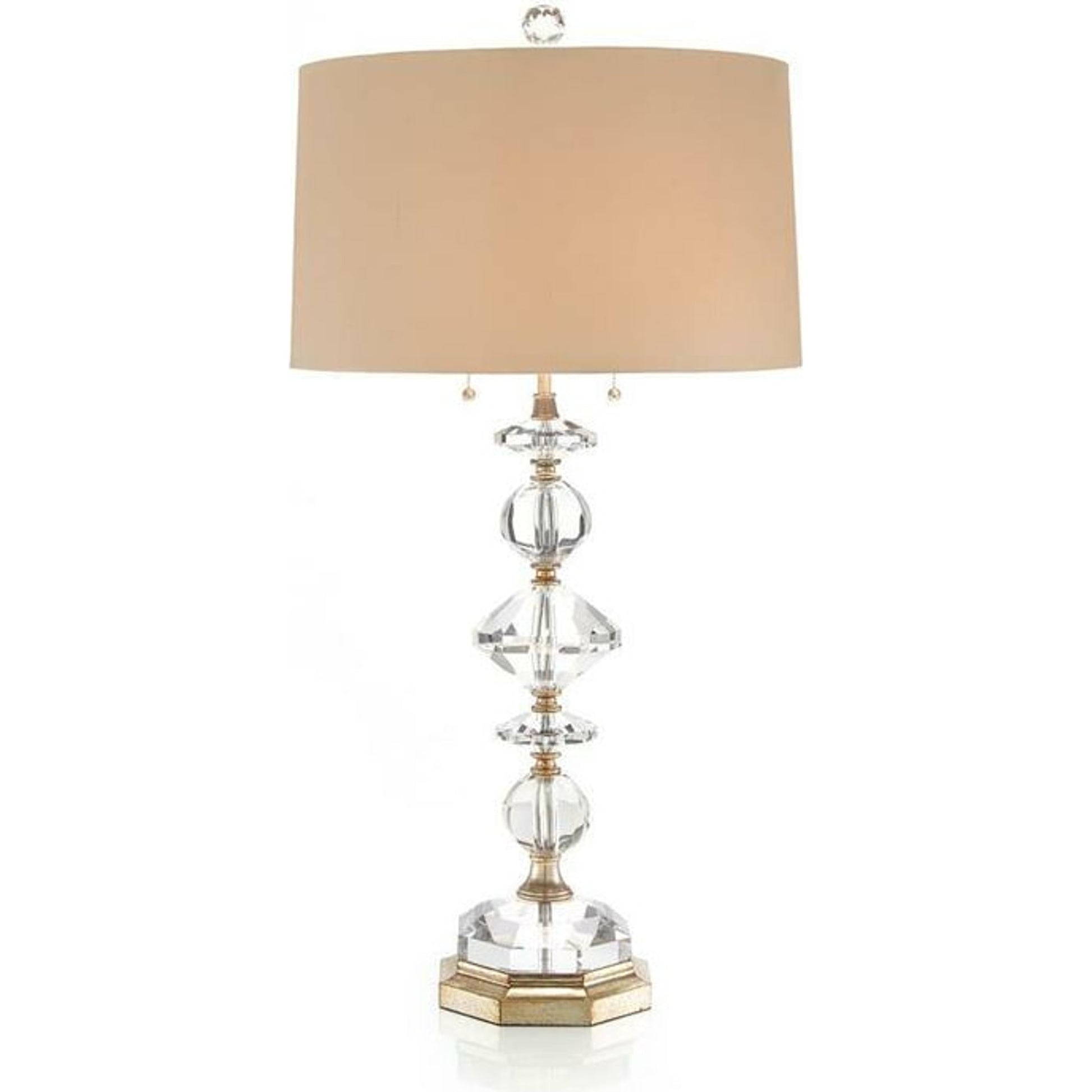 Diamond Table Lamp by John-Richard in champagne. Made from glass in a transitional style.