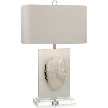 Sarasota Table Lamp by John-Richard in white. Made from acrylic in a coastal style.